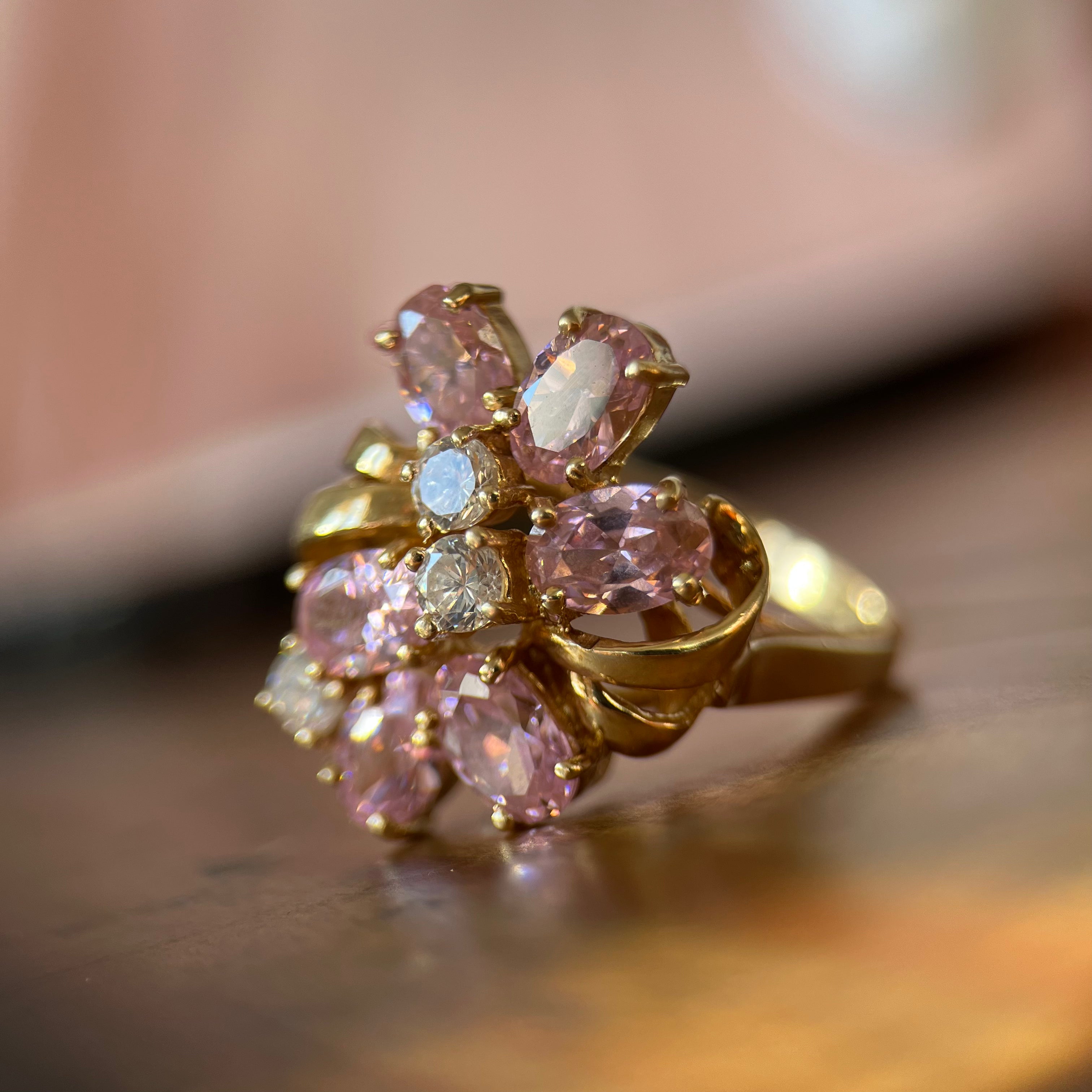 1980's Pink Sakura Gemstone Ring: 10K Solid Gold – Humans We