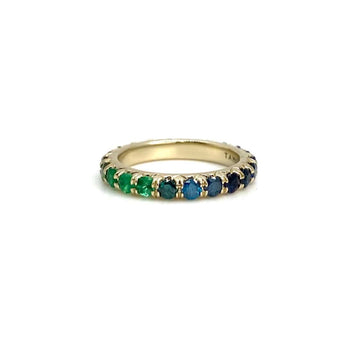 Emerald Green to Sapphire Blue Ombre Eternity Ring by Tamsin Rasor